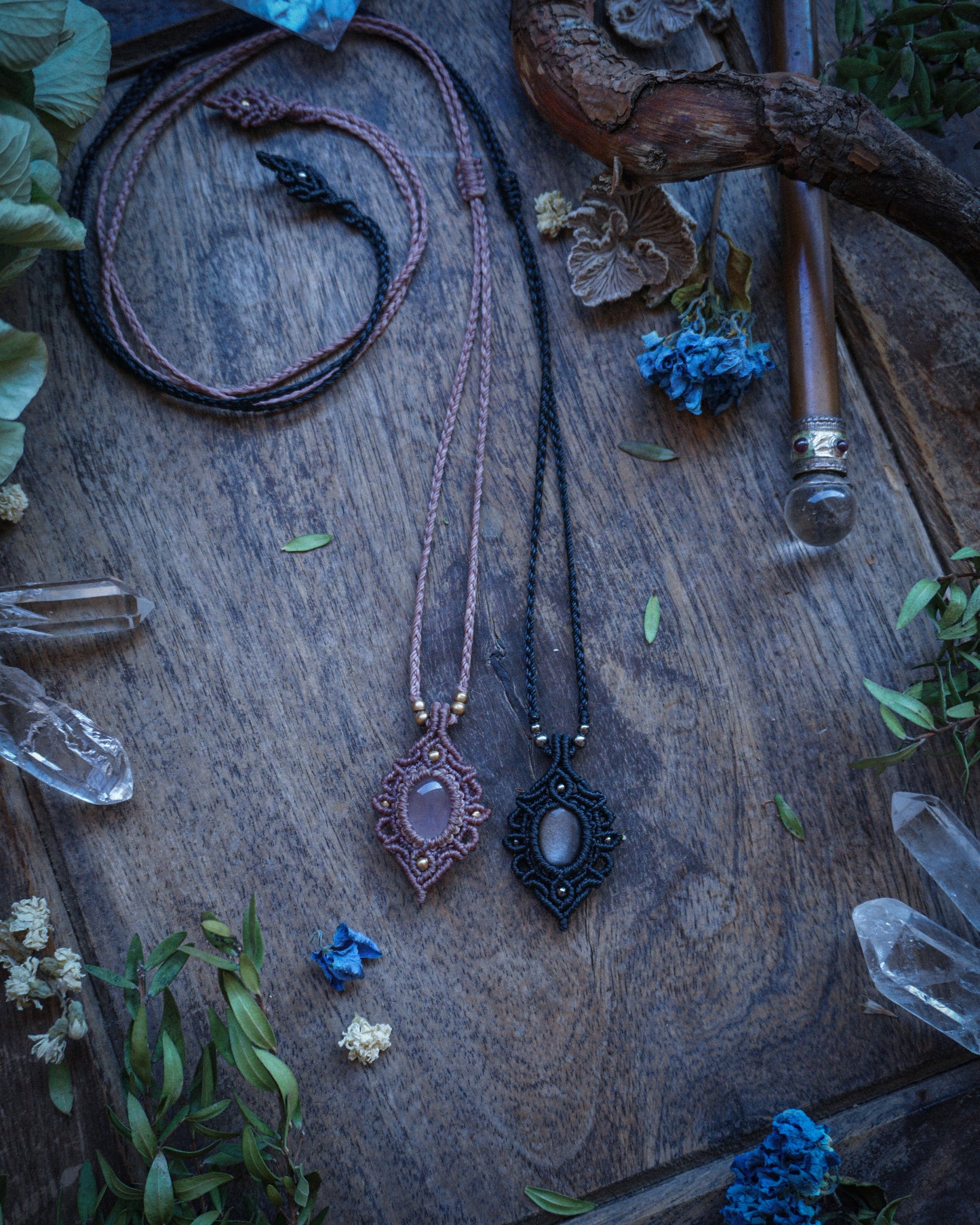 Collana Betula con Ossidiana Argento