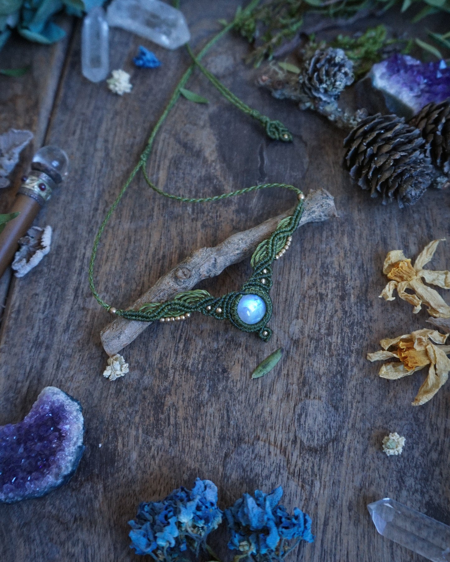 Collana Menta con Labradorite Bianca