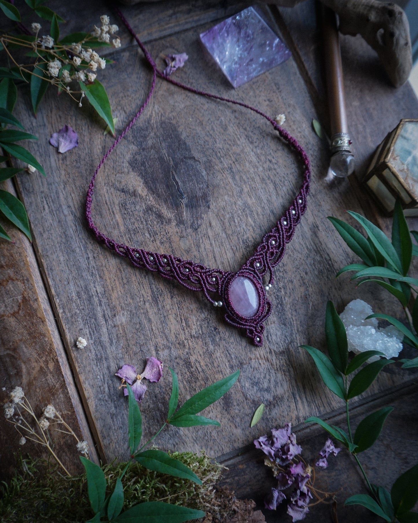 Collana Alseide con Quarzo Rosa