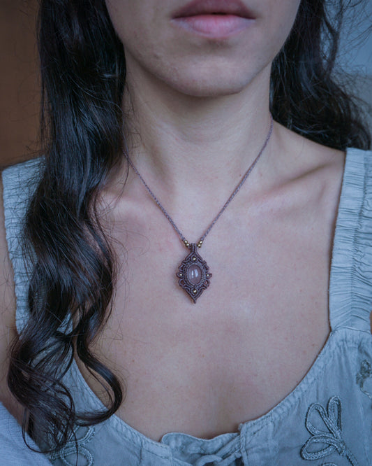 Collana Betula con Quarzo Rosa