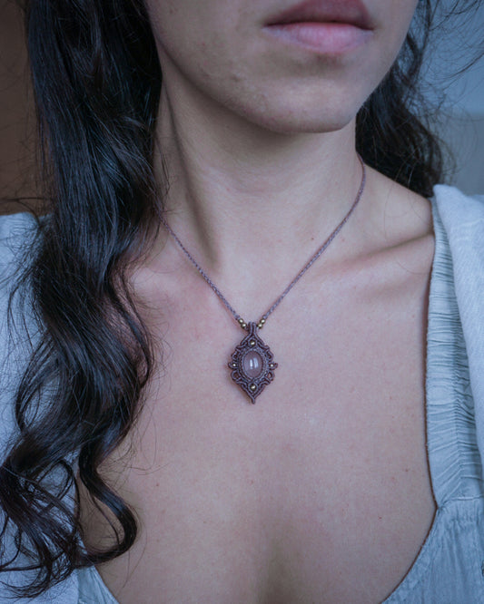 Collana Betula con Quarzo Rosa