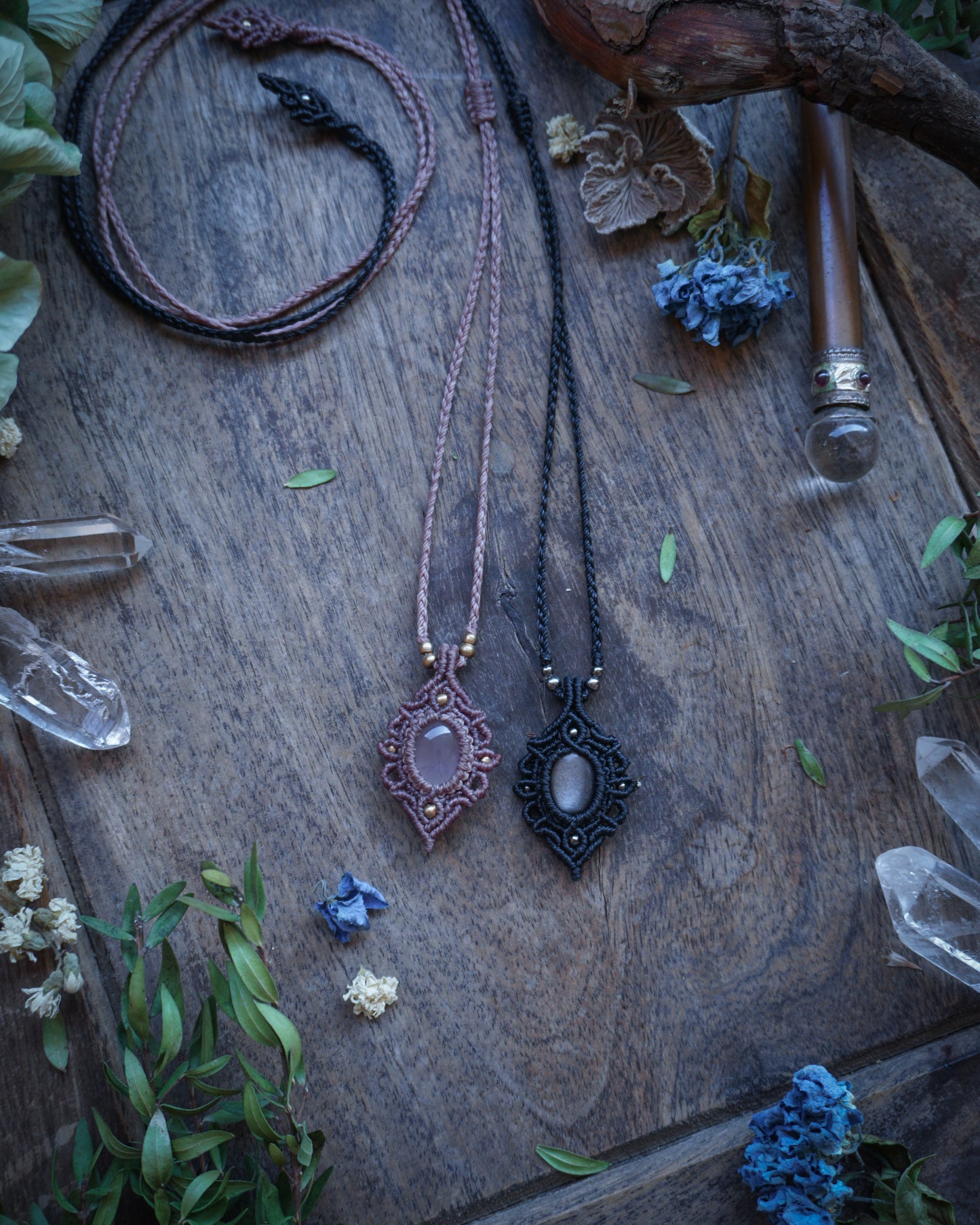 Collana Betula con Quarzo Rosa
