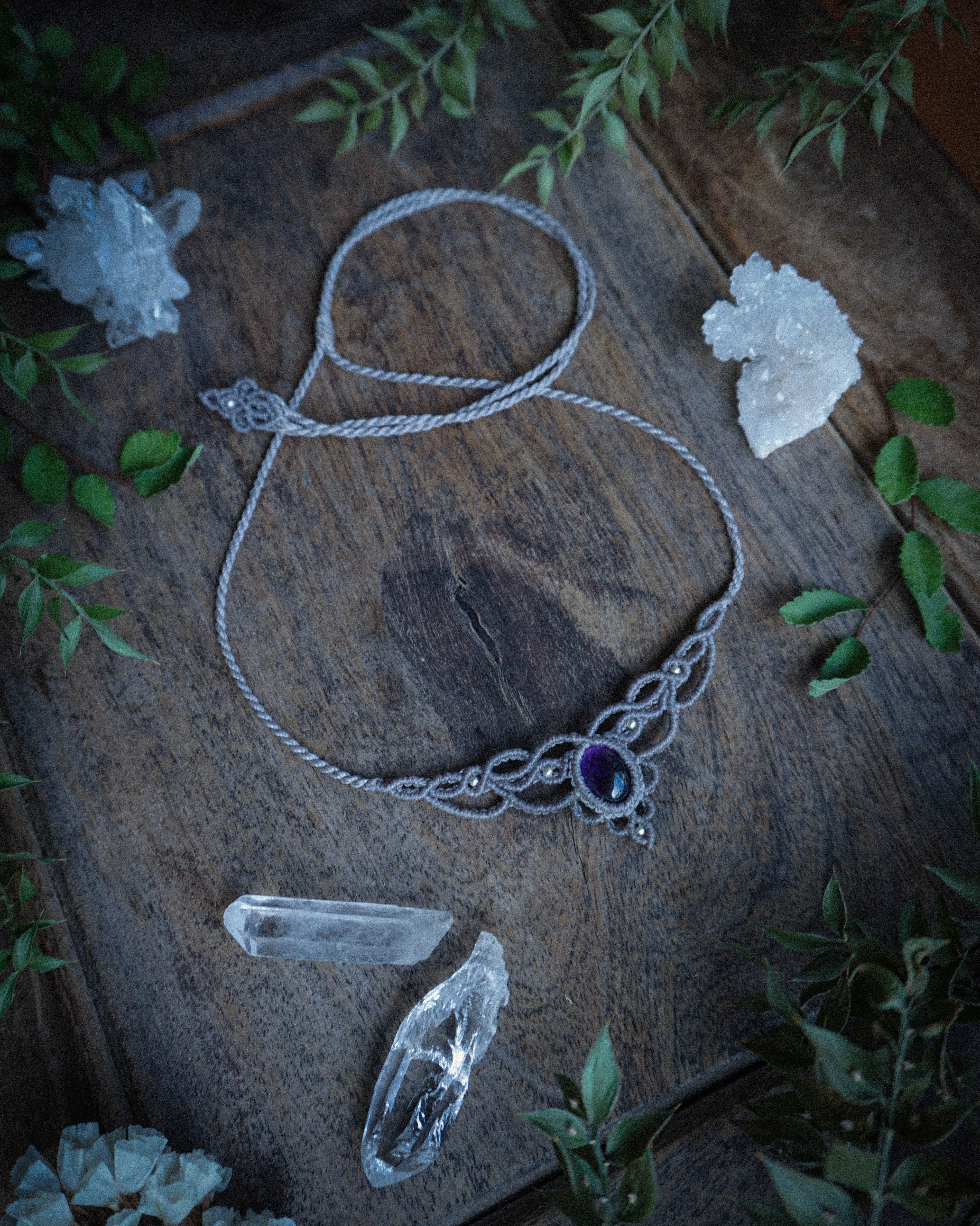 Campanula Necklace with Amethyst