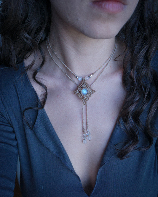 Collana Primula con Labradorite Bianca