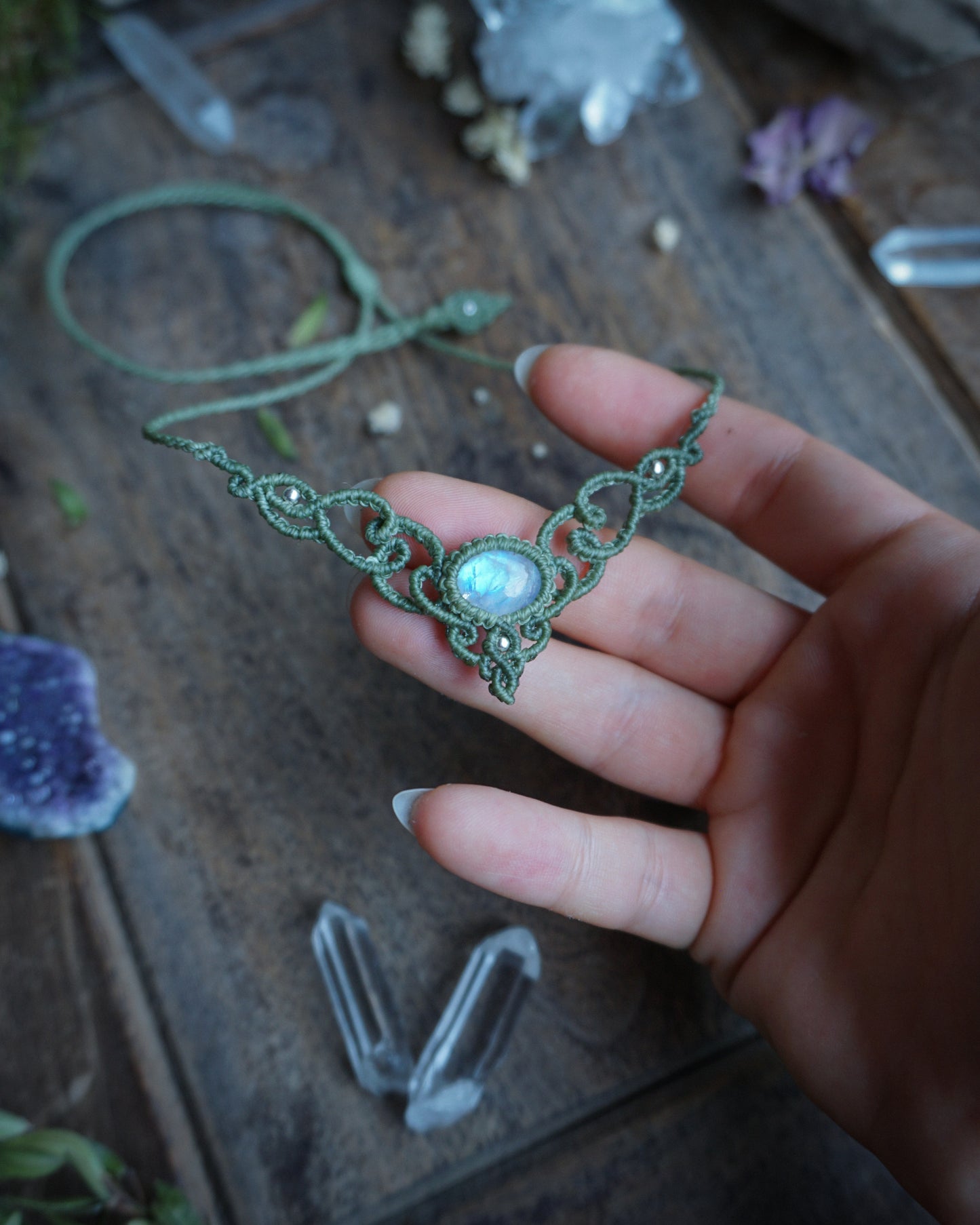 Collana Edera con Labradorite Bianca