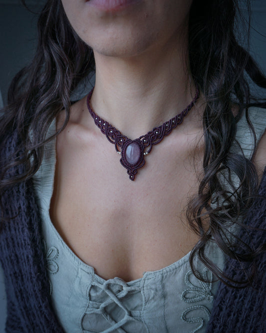 Collana Alseide con Quarzo Rosa