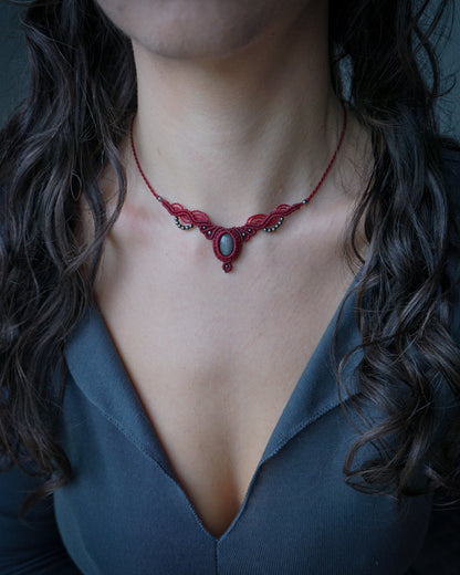 Collana Menta con Ossidiana Argento