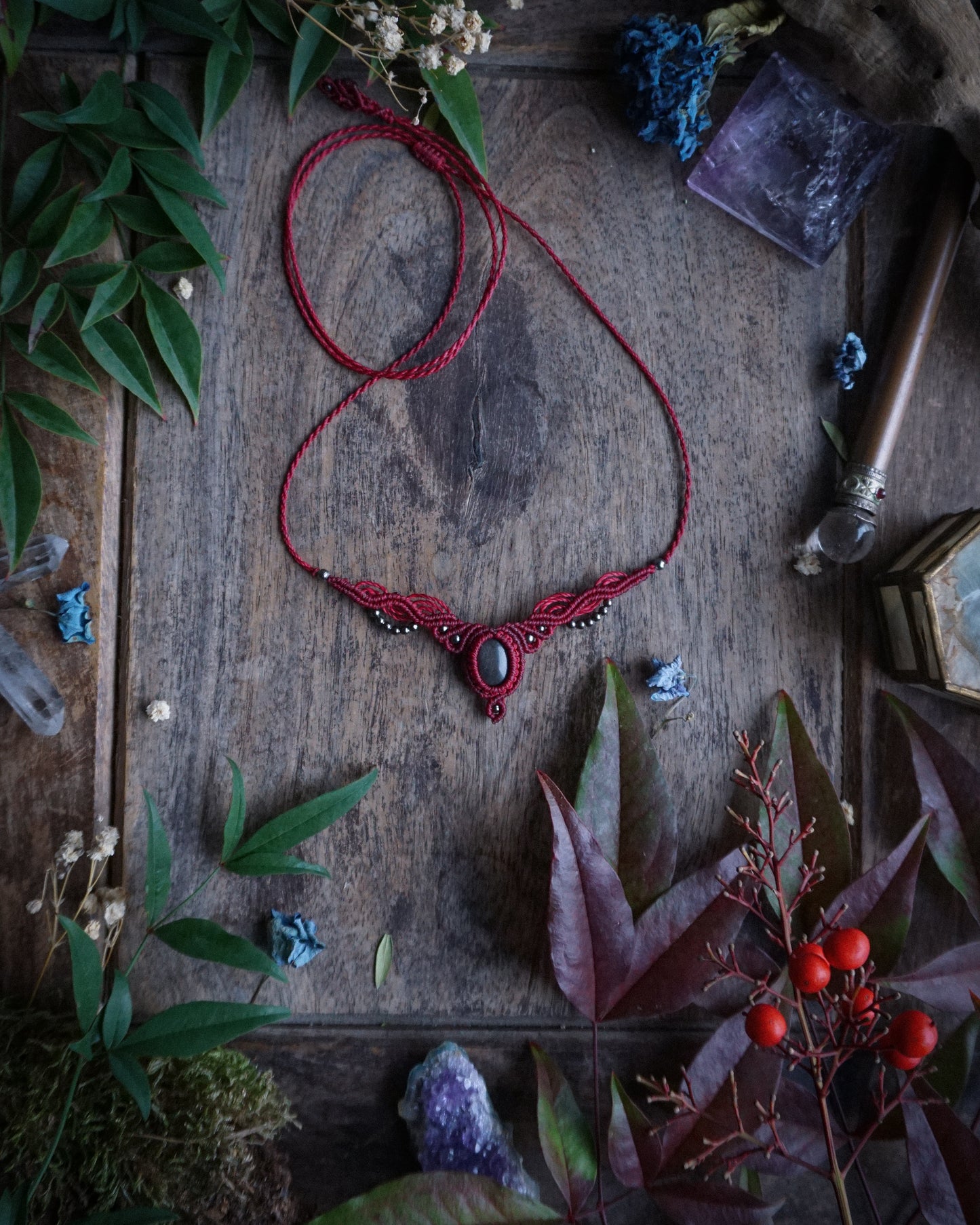 Collana Menta con Ossidiana Argento