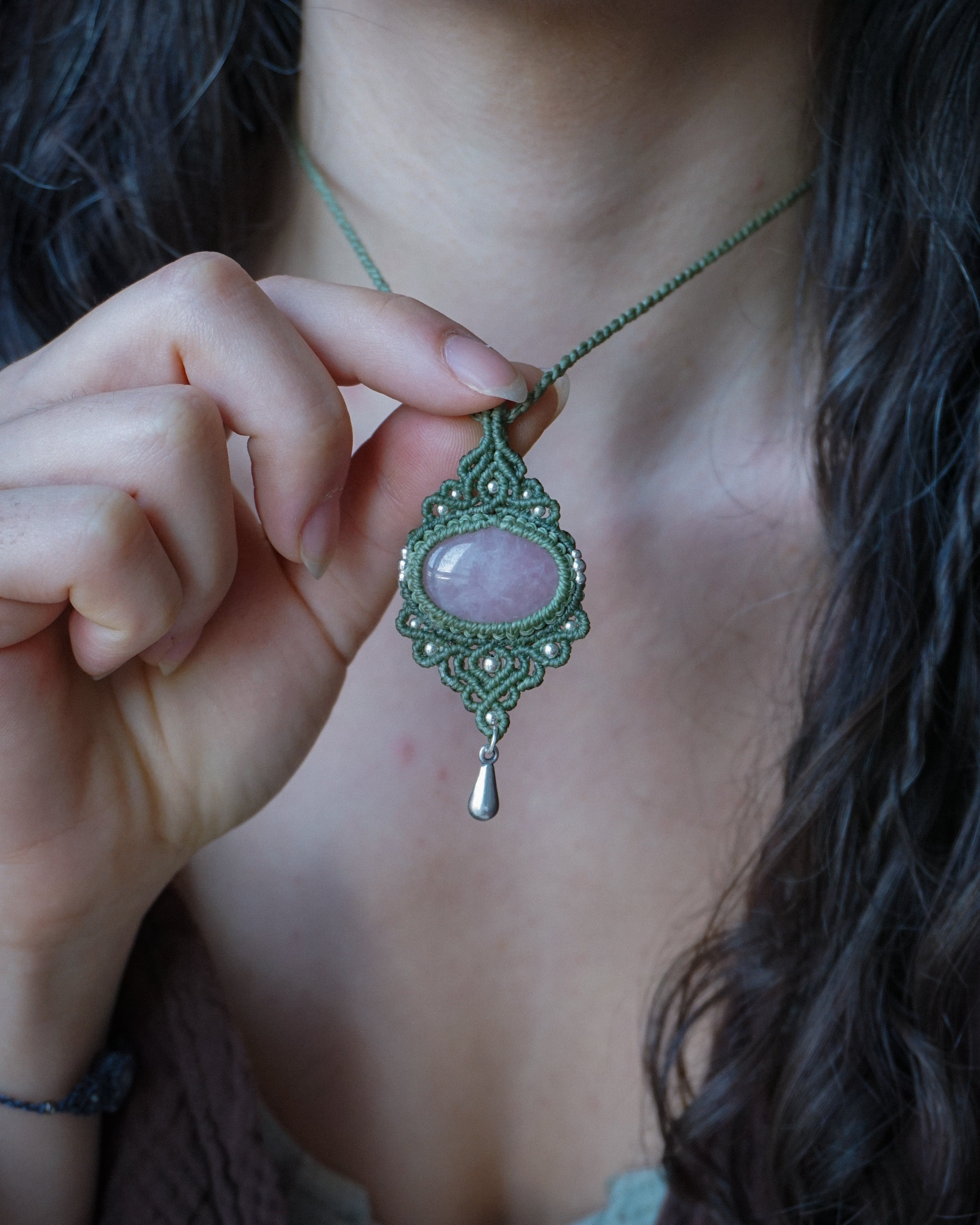 Collana pendente con Quarzo Rosa