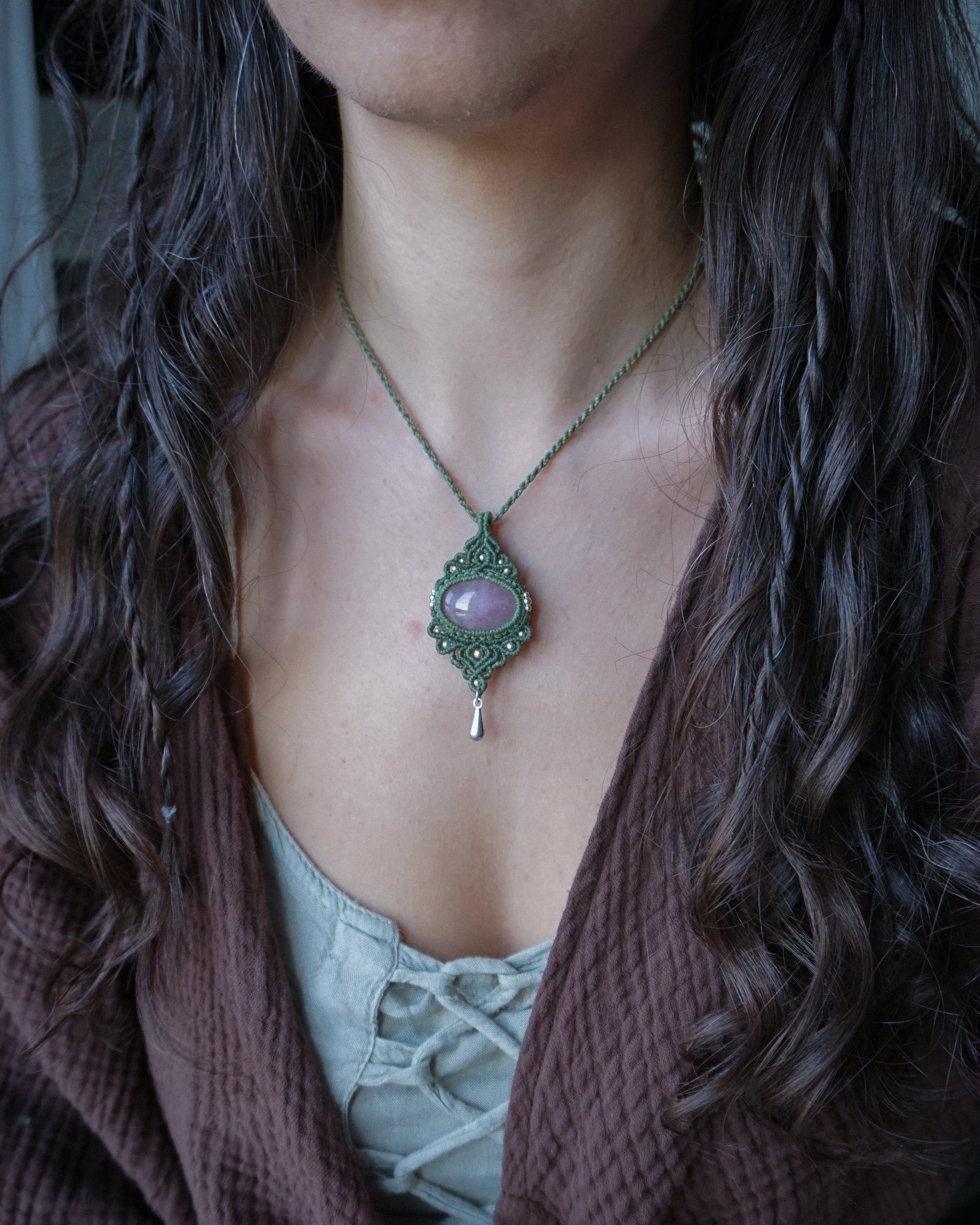 Collana pendente con Quarzo Rosa