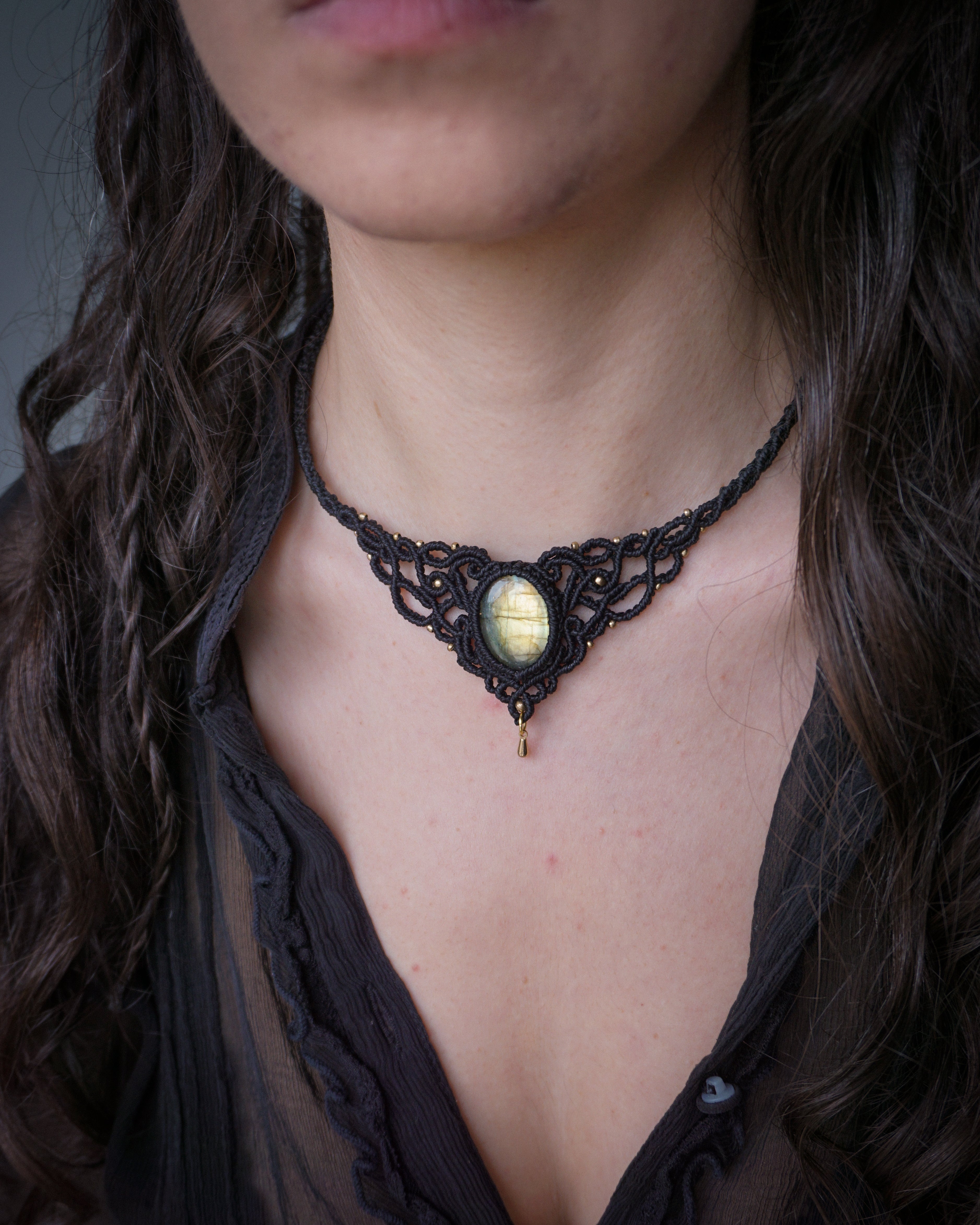 Collana Peonia con Labradorite