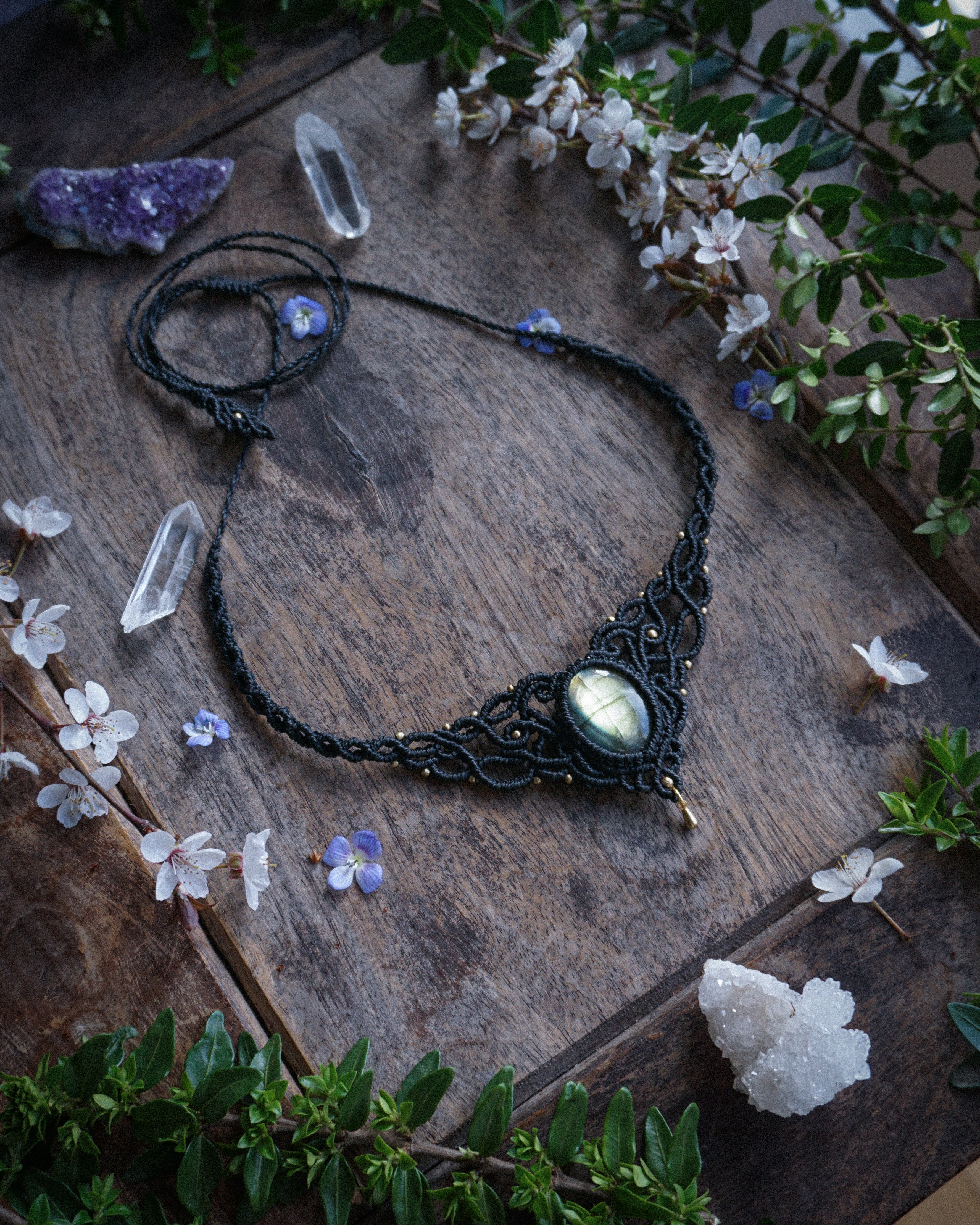 Collana Peonia con Labradorite