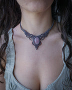 Lavender Necklace with Rose Quartz 