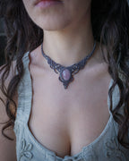 Lavender Necklace with Rose Quartz 