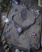 Lavender Necklace with Rose Quartz 