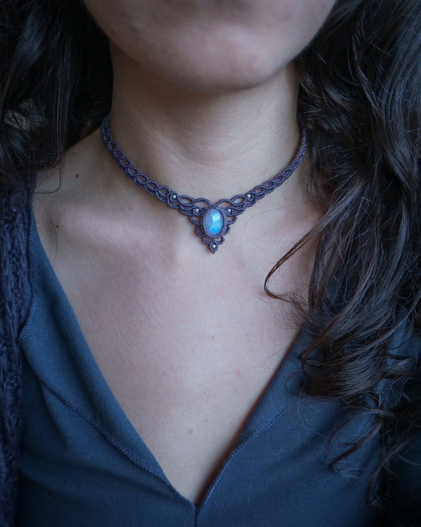 Collana Aster II con Labradorite Bianca