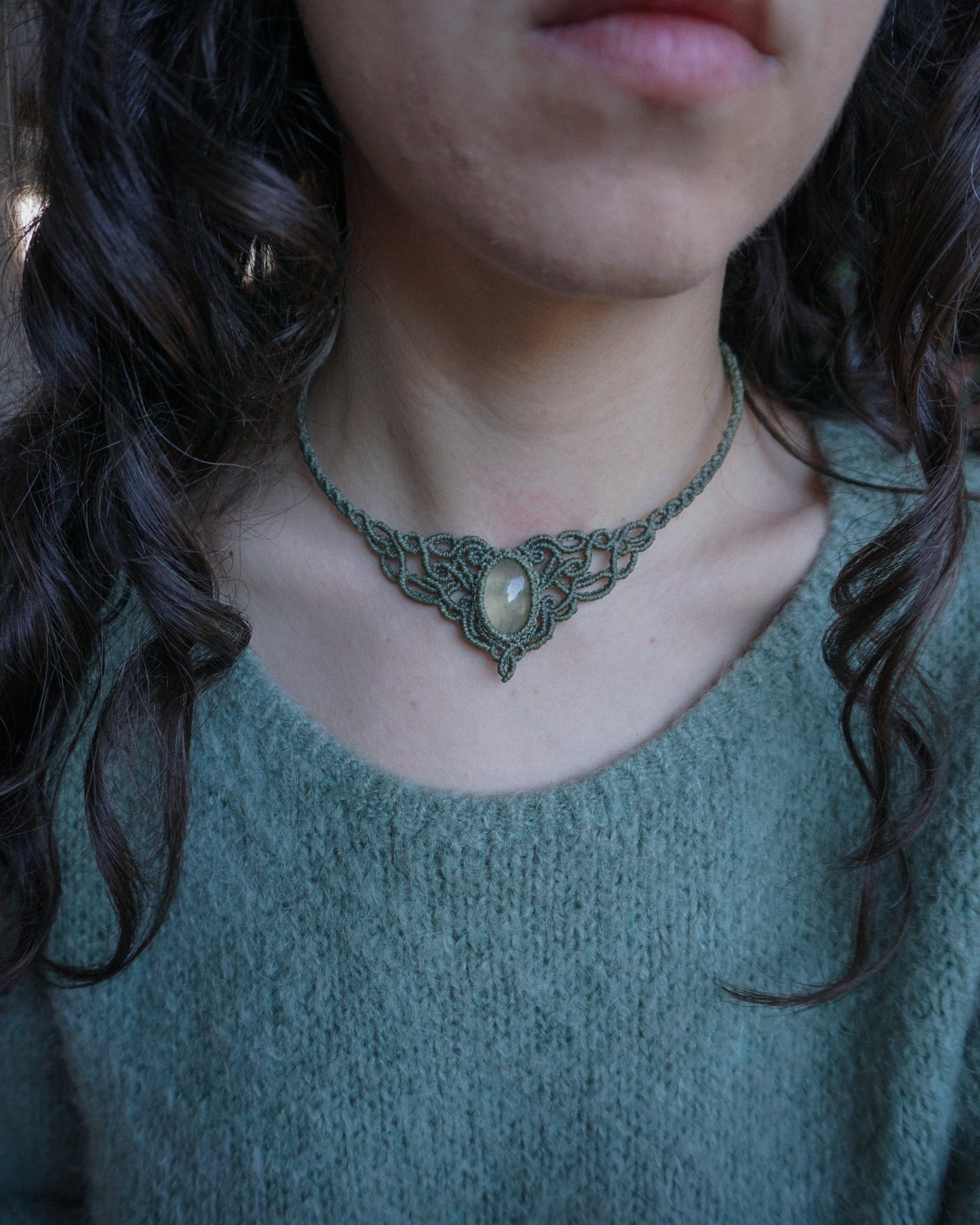 Collana Peonia con Prehnite