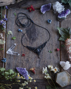 Collana Campanula con Ossidiana Argento