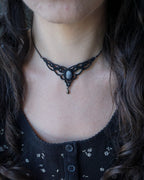 Collana Campanula con Ossidiana Argento