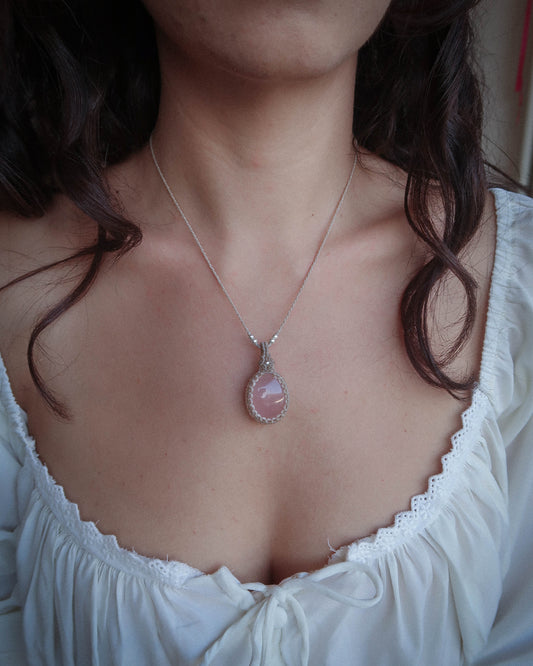 Collana pendente con Quarzo Rosa