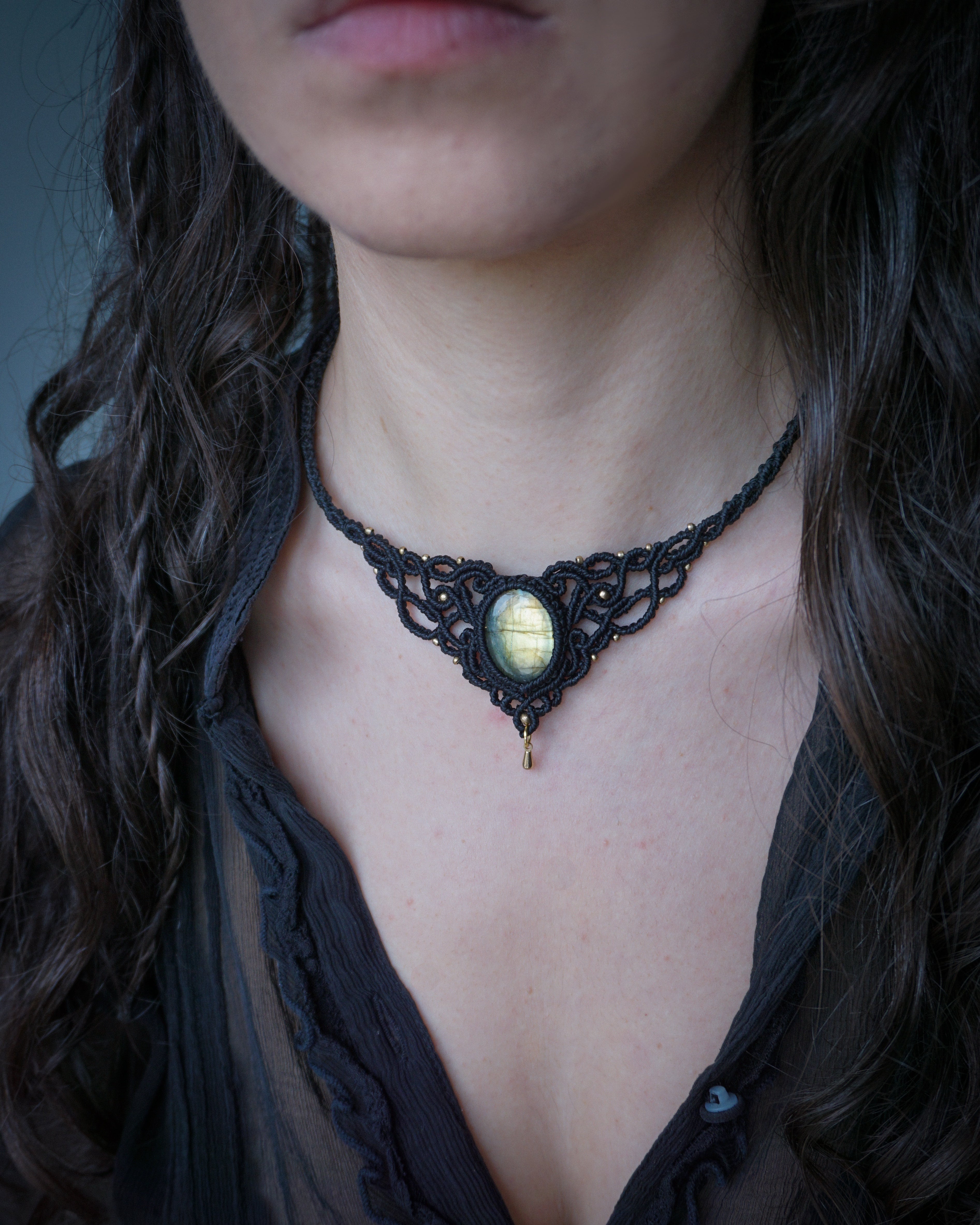 Collana Peonia con Labradorite