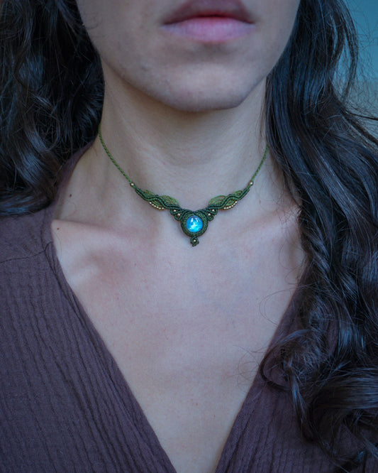 Collana Menta con Labradorite Bianca