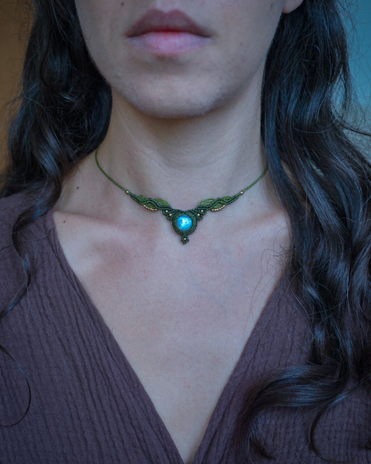 Collana Menta con Labradorite Bianca