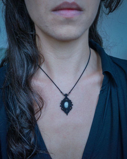 Collana Betula con Ossidiana Argento