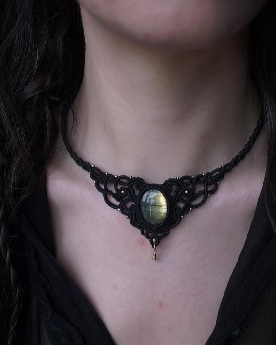 Peony Necklace with Labradorite